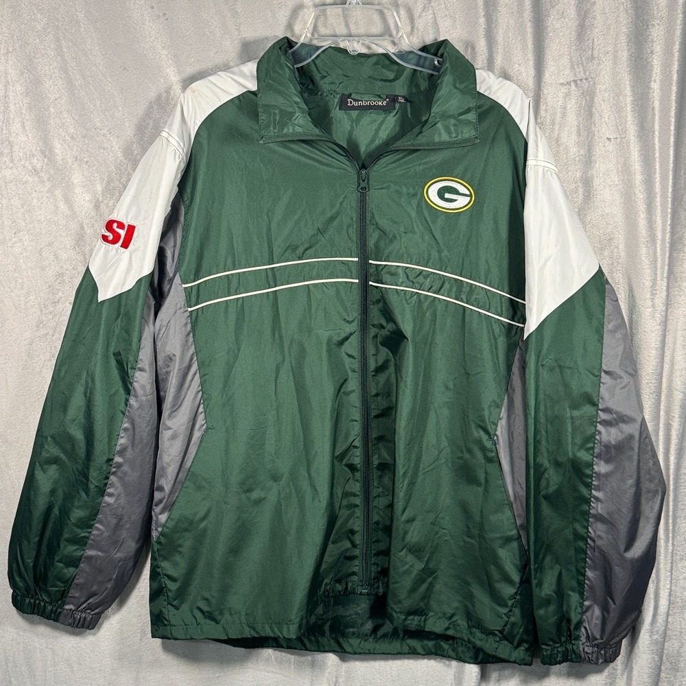 Dunbrooke Green Bay Packers NFL Windbreaker Jacket SI Logo XL‎ Green White Gray